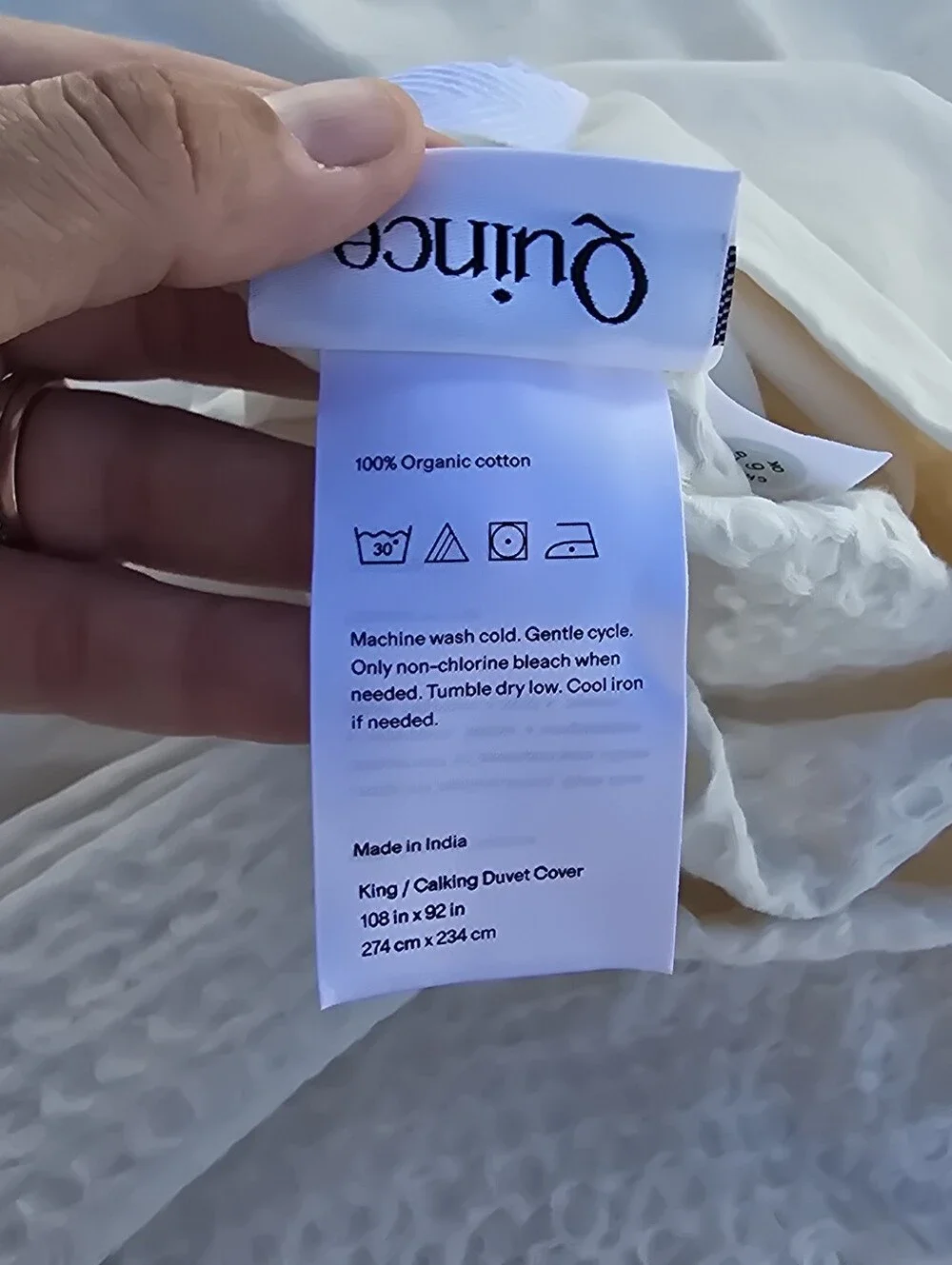 New Quince King/cal King Honeycomb Luxe Undyed Cream Duvet Cover Set 2 Shams
